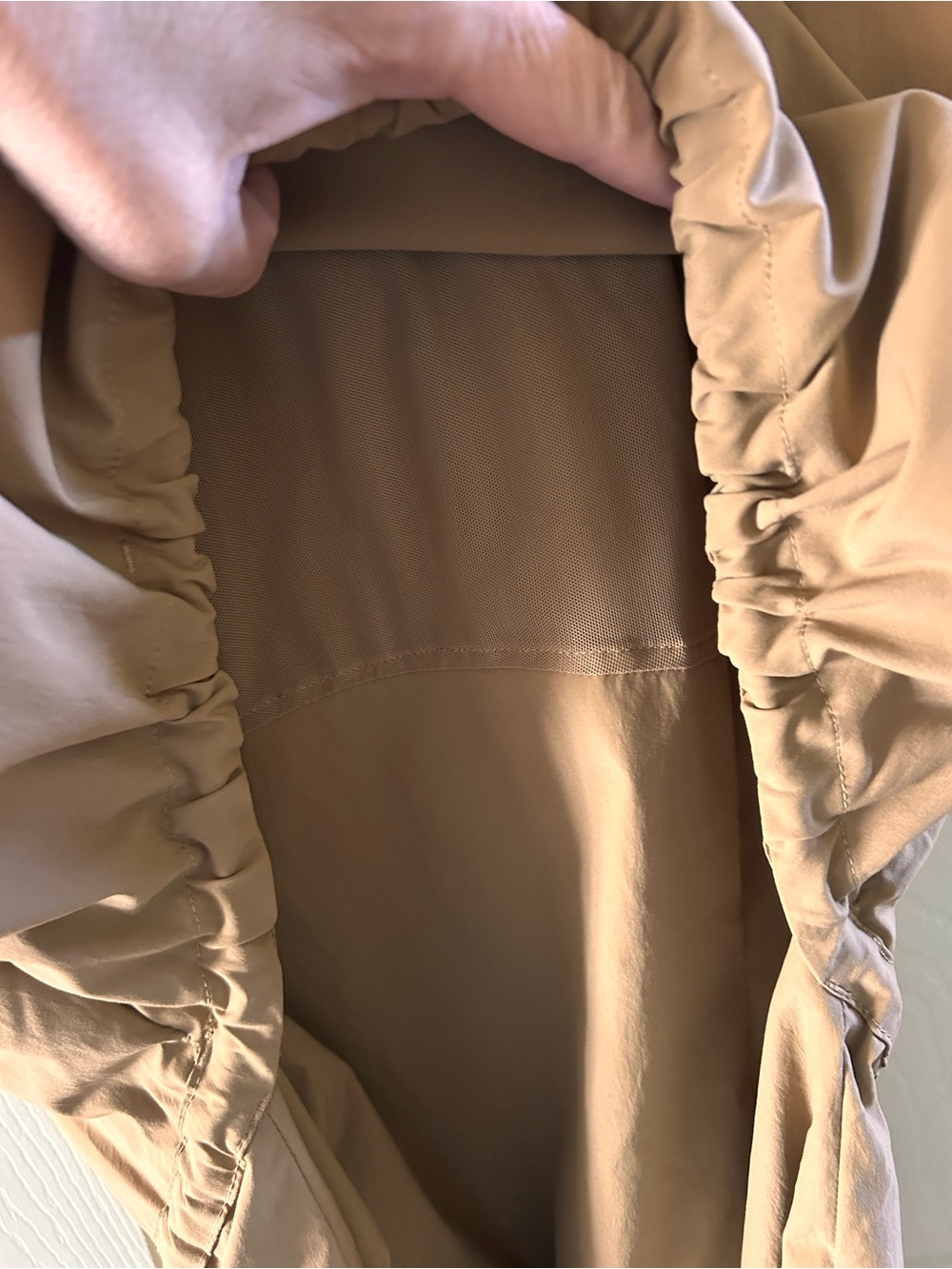 Athleta Camel Collared Zip-Front Drawstring Shirt Dress - Picture 6 of 6